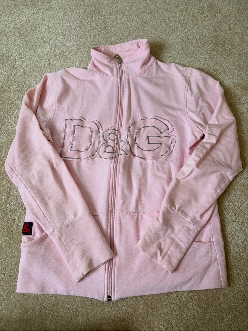 D&G Pastel Pink Branded Sweatshirt with Red Ampersand Tag